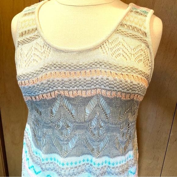 SAY WHAT crochet sweater vest in cream and pastels with fringe Boho fringe - Picture 3 of 14